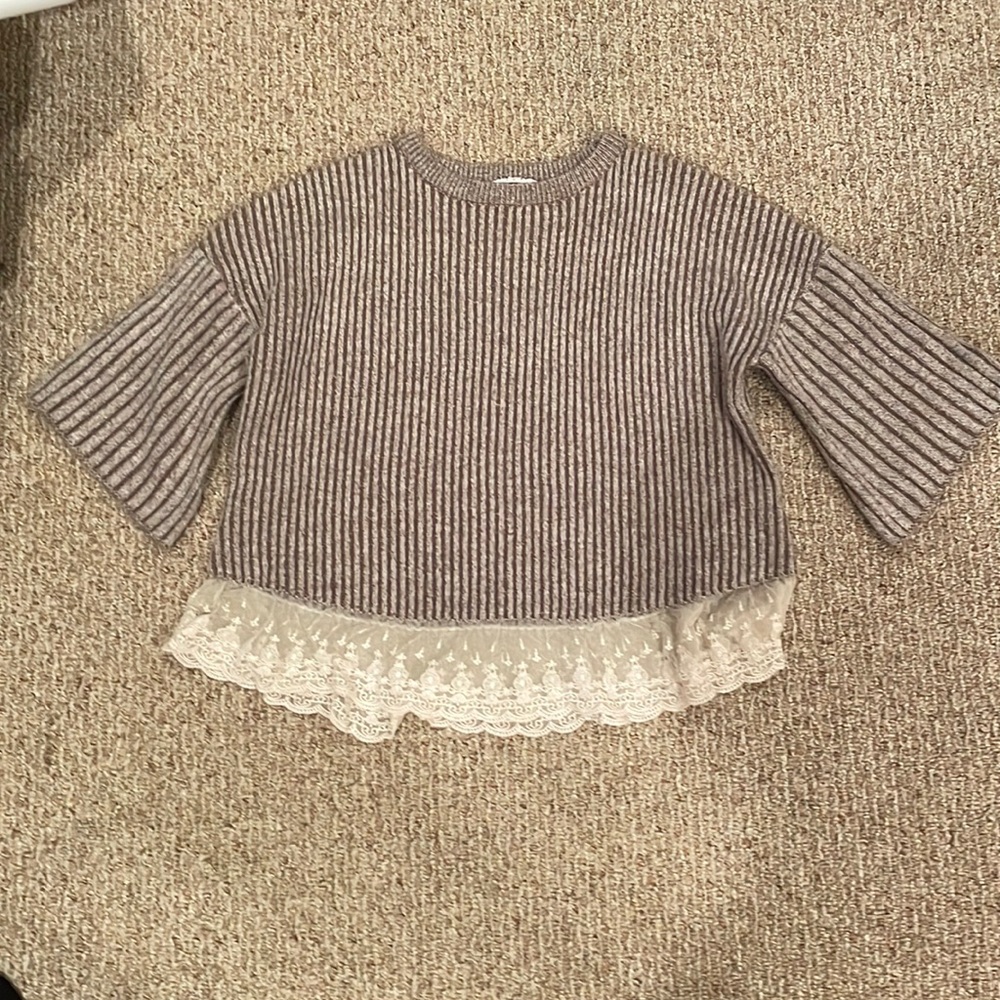 THML STRIPED LACEY SWEATER
